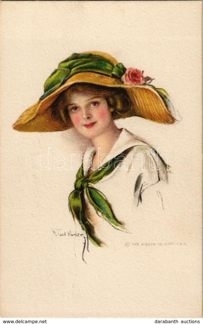 * T1/T2 1913 Lady With Hat, The Gibson Art Co. S: Ford Harper - Unclassified