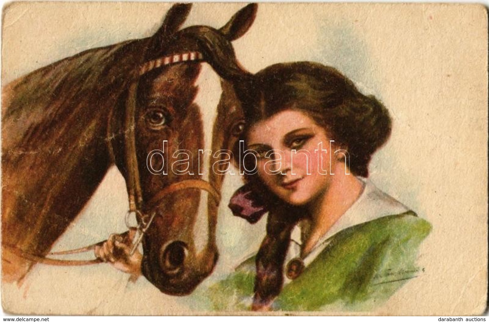 ** T3 Lady With Horse, A.R. & C.i.B. Nr. 1357/2. Artist Signed (fa) - Zonder Classificatie