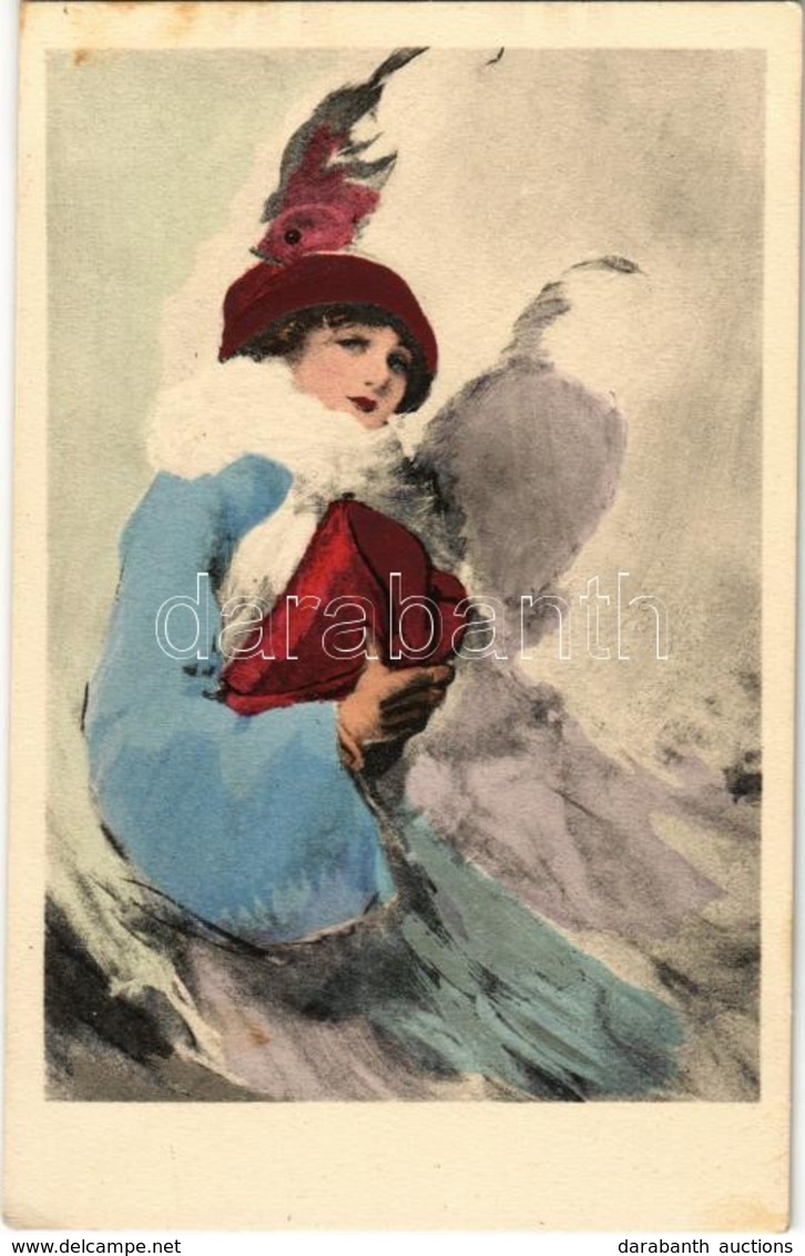 * T2/T3 Lady With Hat And Fur Coat, Unsigned Art Postcard (fl) - Zonder Classificatie