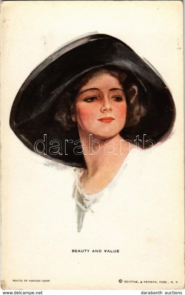 ** T2/T3 'Beauty And Value', Lady With Hat, Reinthal & Newman S: Harrison Fisher (EB) - Unclassified