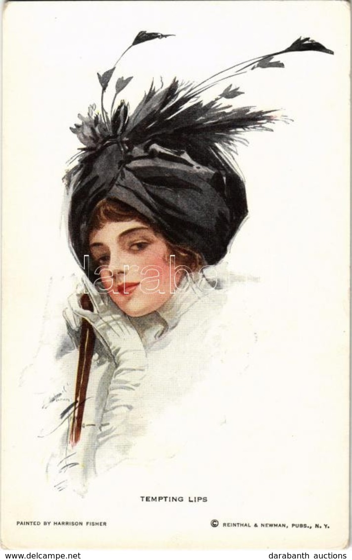 ** T2 'Tempting Lips', Lady With Hat, Reinthal & Newman No. 420 S: Harrison Fisher - Unclassified