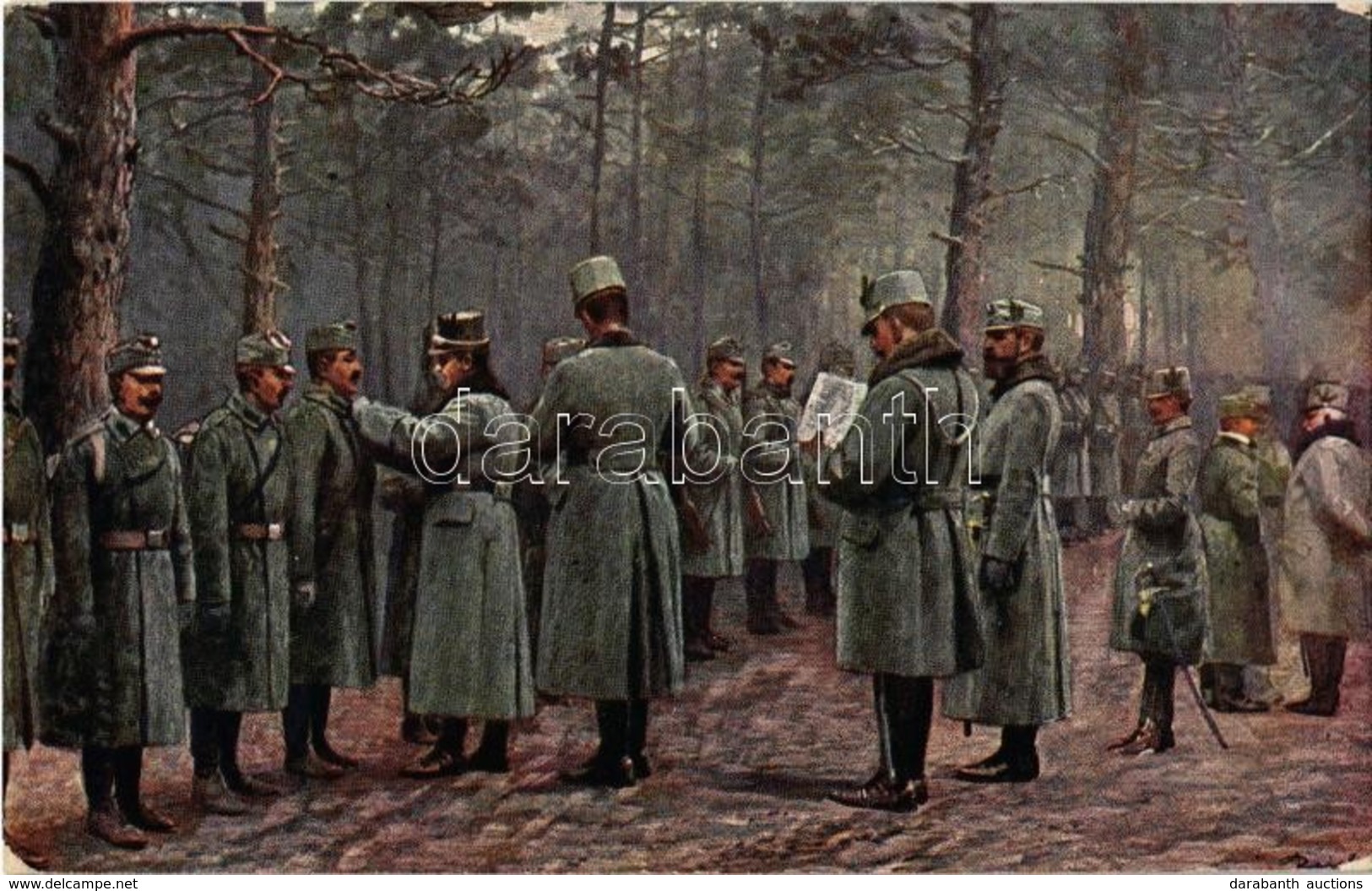 T2 1916 WWI Austro-Hungarian Military Art Postcard, Soldiers + K.k. Landwehrinfanterieregiment Wien Nr. 1. - Ohne Zuordnung