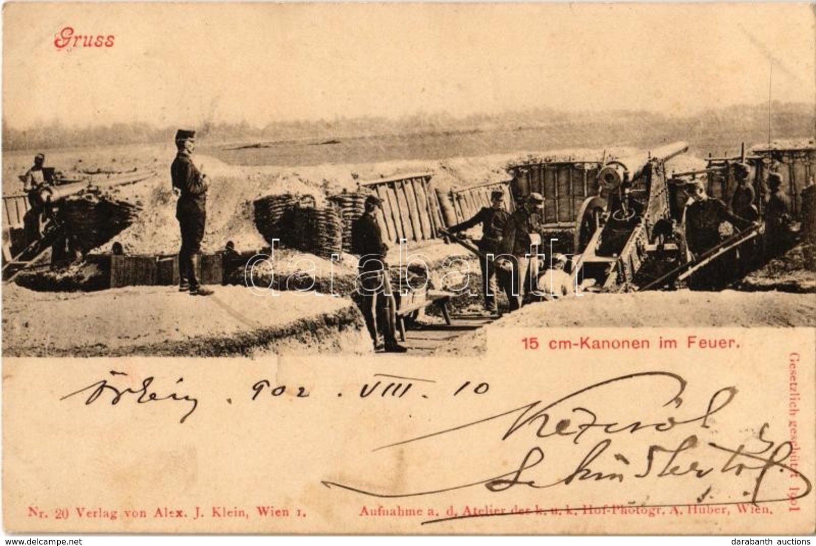 T2 1902 Gruss... 15 Cm Kanonen Im Feuer / K.u.K. 15 Cm Cannon Ready For Firing - Zonder Classificatie