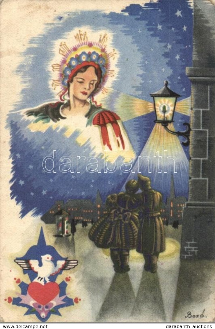 T3 II. Világháborús Katonai üdvözlőlap / WWII Hungarian Military Greeting Card, Folklore S: Bozó (fa) - Zonder Classificatie