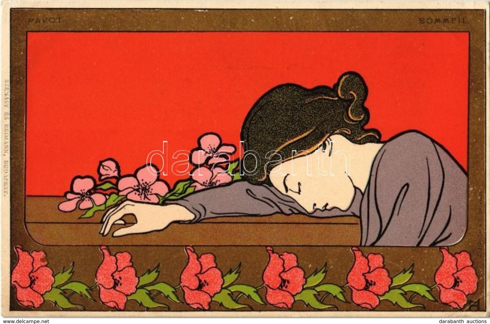 ** T2/T3 Pavot, Sommeil. Le Symbole Des Fleurs / Belgian Art Nouveau Postcard S: Henri Meunier (EK) - Non Classés