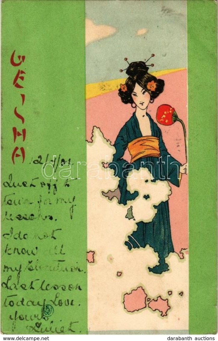 T2/T3 1901 Geisha / Asian Style Art Nouveau, Litho. Unsigned Raphael Kirchner (fl) - Non Classés