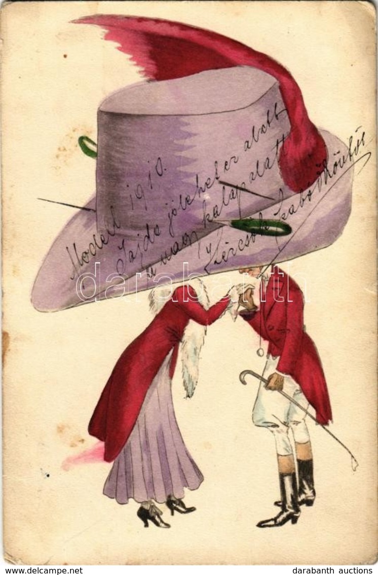 * T2/T3 1910 Couple Under Giant Hat, Lady, H Ch. Vienne No. 136 (fl) - Zonder Classificatie