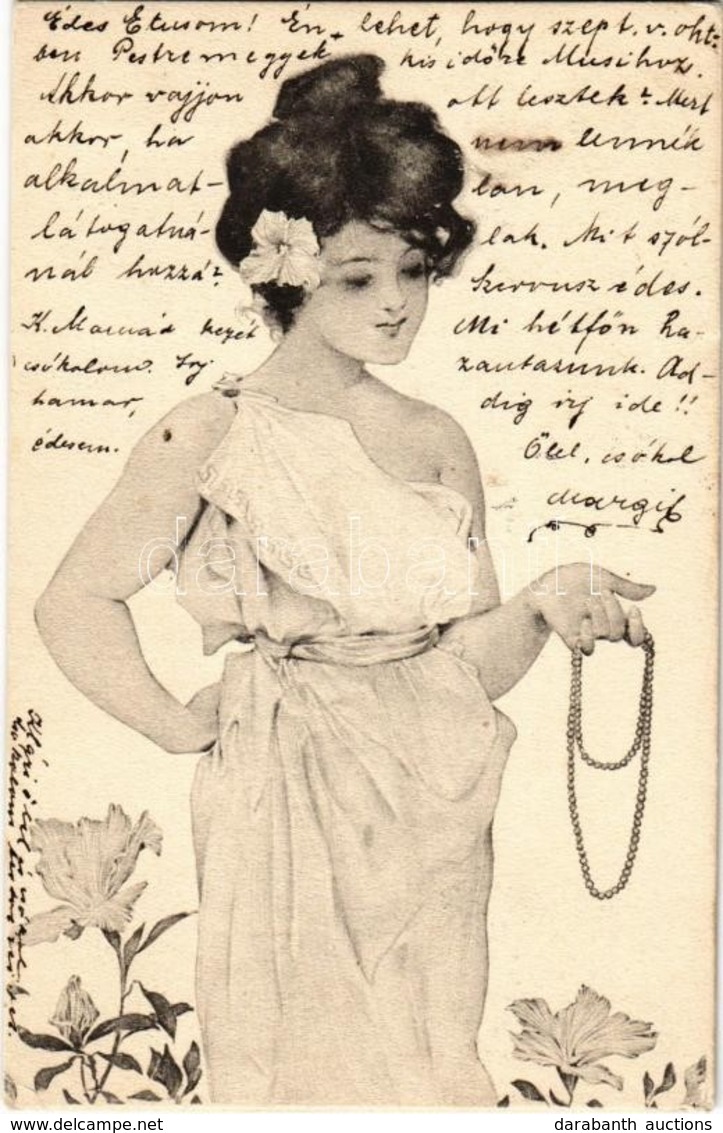 T2/T3 1900 Greek Girl. Unsigned Raphael Kirchner (EK) - Zonder Classificatie