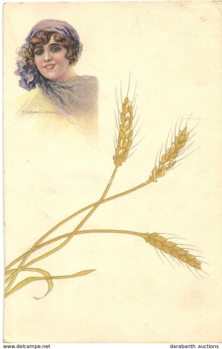 T3 Anna & Gasparini 233 M-1. Italian Art Deco Art Postcard, Rare Wheat Pattern S: T. Corbella (wet Corners) - Zonder Classificatie