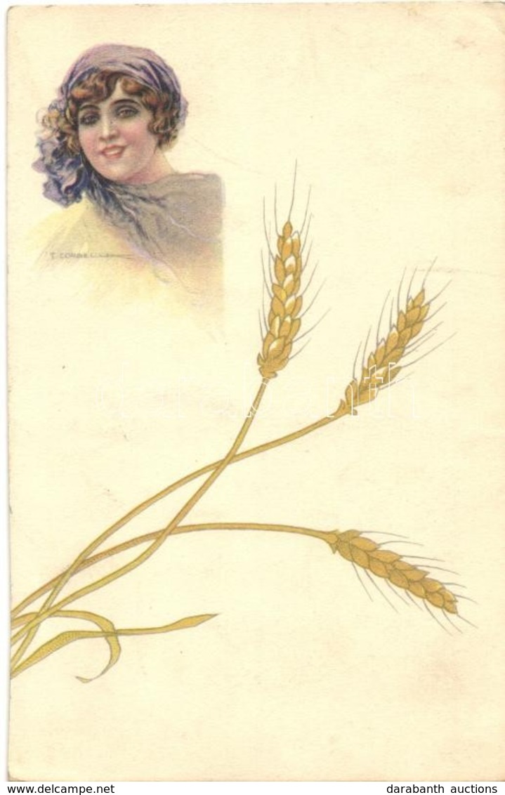 T3 Anna & Gasparini 233 M-1. Italian Art Deco Art Postcard, Rare Wheat Pattern S: T. Corbella (wet Corners) - Sin Clasificación