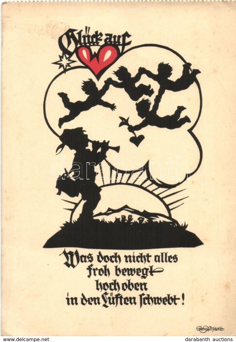 * T3 Cupid, Silhouette Art Postcard, Plischte-Karte Nr. 384. S: Georg Ritschke (fa) - Non Classés