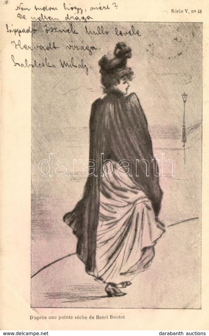 T4 1899 Lady On The Street, Serie 5 No. 41, Henri Boutet (tűnyom / Pinhole) - Zonder Classificatie