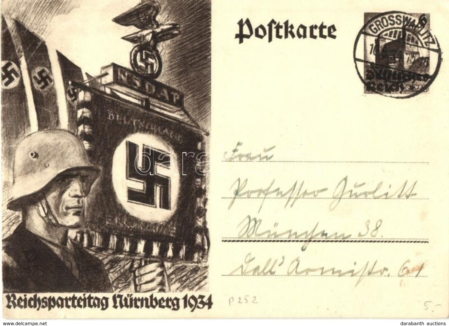 T3 1934 Reichsparteitag Nürnberg / Nuremberg Rally. NSDAP German Nazi Party Propaganda, Swastika.  6 Ga.  (EB) - Zonder Classificatie