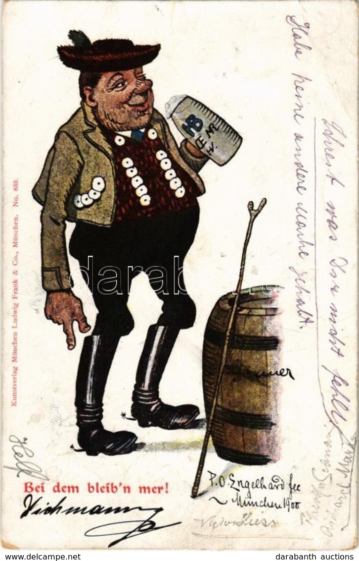 T2/T3 1901 Bei Dem Bleib'n Mer! / Hofbrau Beer Humour Art Postcard. Ludwig Frank & Co. No. 833. S: P.O. Engelhard (EB) - Zonder Classificatie