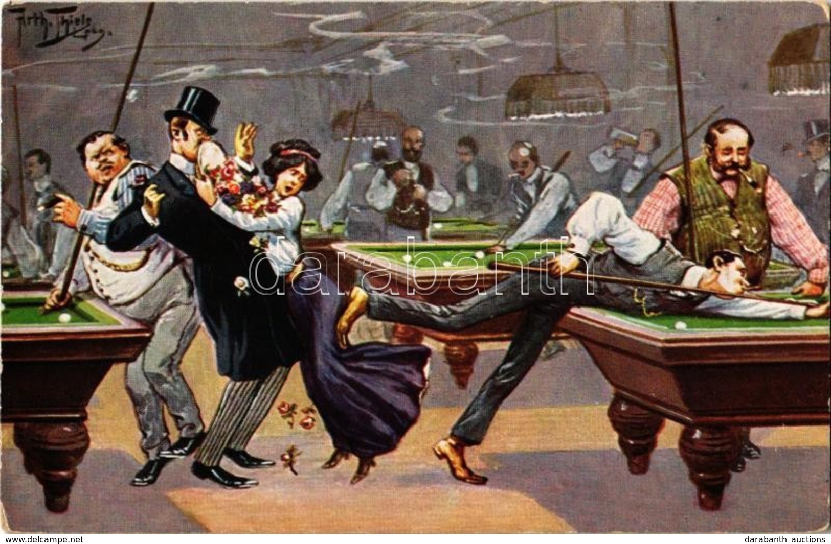 ** T2 Billiards Club, Humor. T.S.N. Serie 1155. (6 Dess.) S: Arthur Thiele - Sin Clasificación