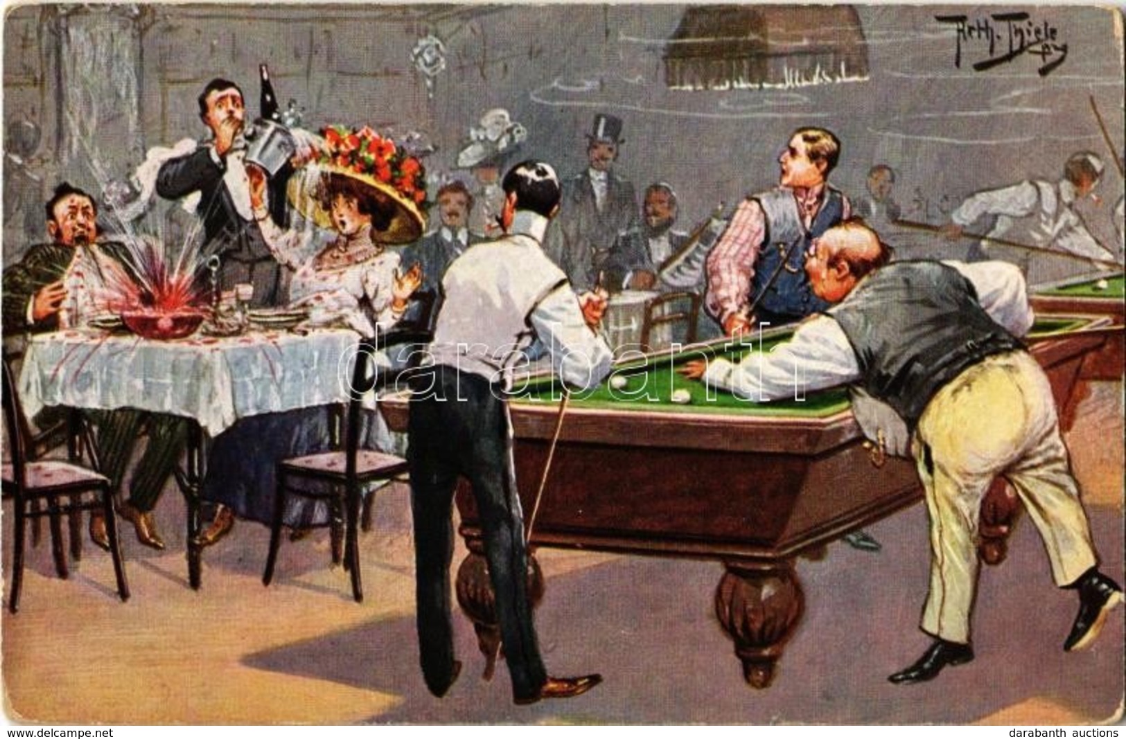 ** T2/T3 Billiards Club, Humor. T.S.N. Serie 1155. (6 Dess.) S: Arthur Thiele - Sin Clasificación