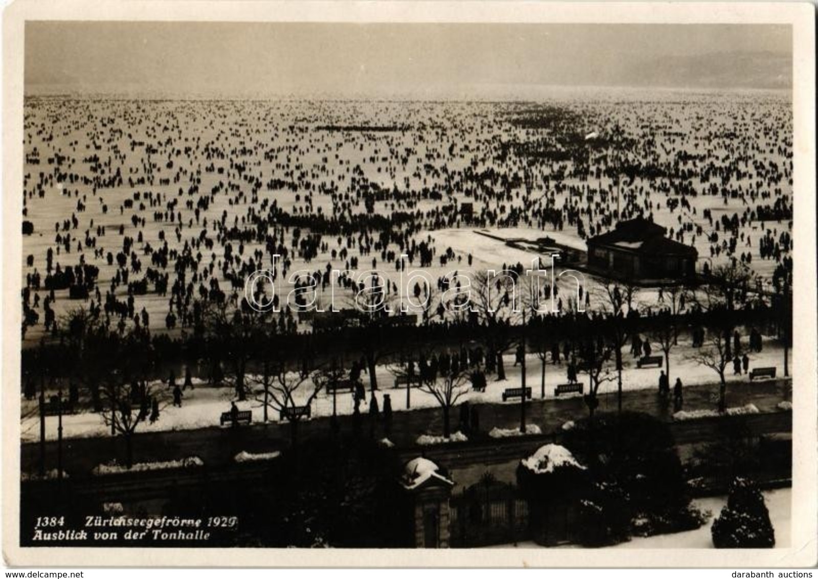 ** T2/T3 1929 Zürichseegefrörne, Ausblich Von Der Tonhalle / Frozen Lake, Ice Skate, Winter Sport In Switzerland (EK) - Sin Clasificación