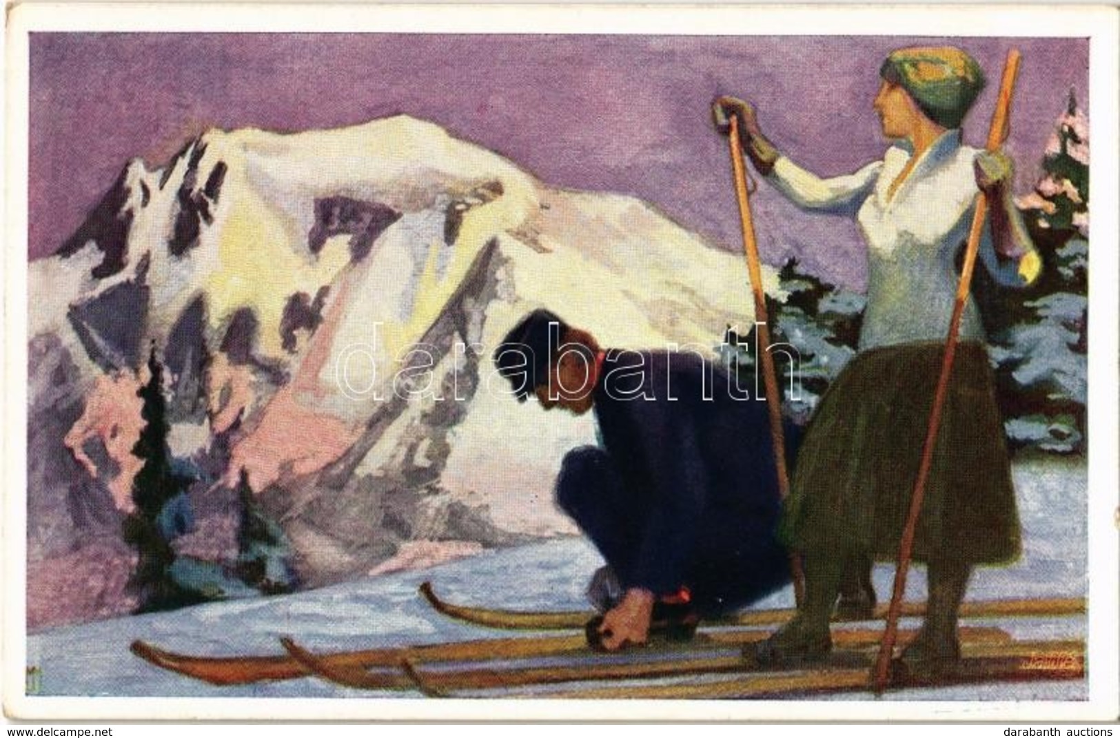** T2 Wintersport / Ski, Winter Sport Art Postcard. B.K.W.I. 232-6. - Sin Clasificación