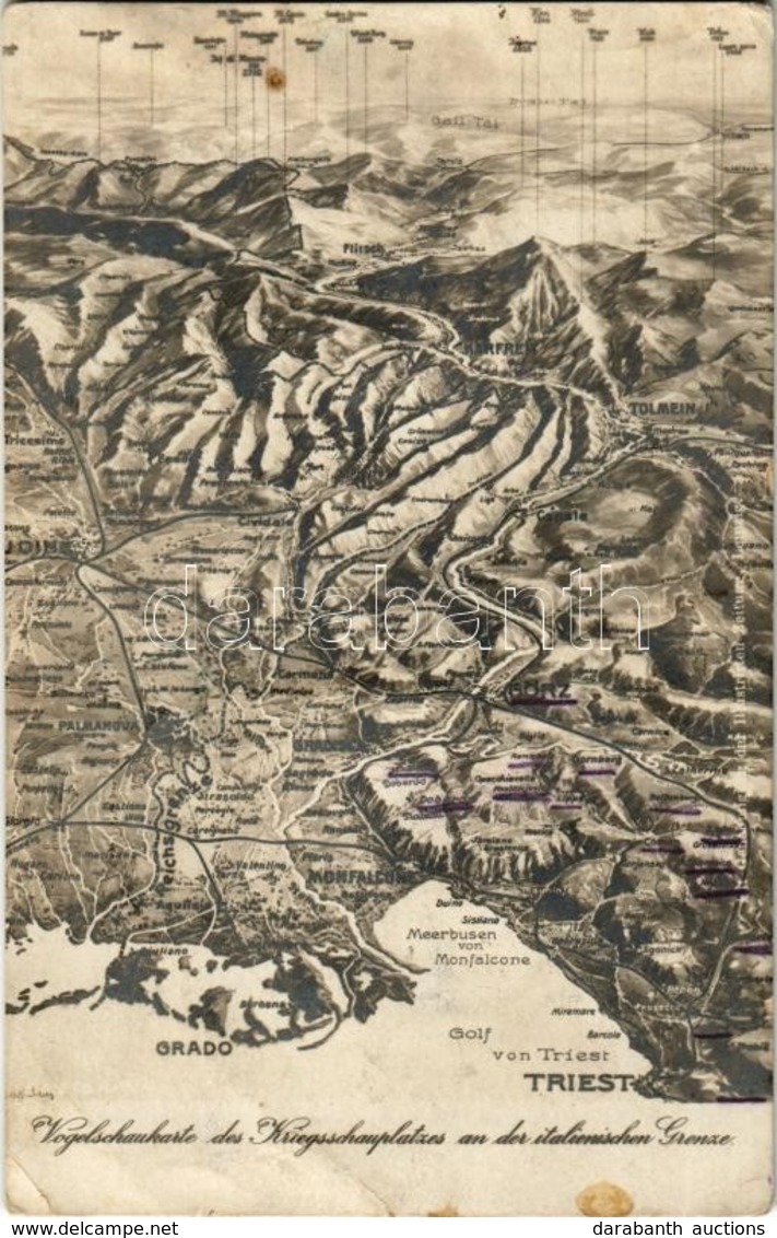 ** T3 Vogelschaukarte Des Kriegsschauplatzes An Der Italienischen Grenze / WWI Map Of The Italian Front (EK) - Sin Clasificación