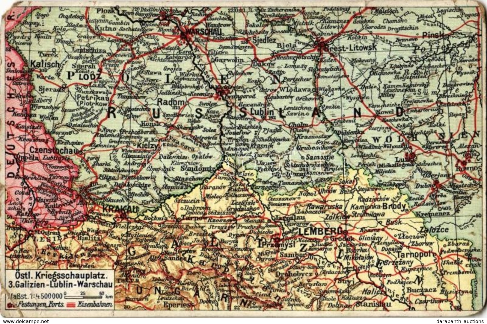** T3/T4 1916 Galizien-Lublin-Warschau. Postkarten Des Östlichen Kriegsschauplatzes. Nr. 3. Adolf Brandstätter / WWI Map - Ohne Zuordnung