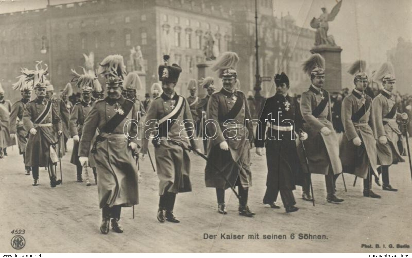 ** T4 Kaiser Wilhelm Mit Seinen 6 Söhnen; A. Grohs Photo / Wilhelm II, Kronprinz Wilhelm (fa) - Zonder Classificatie