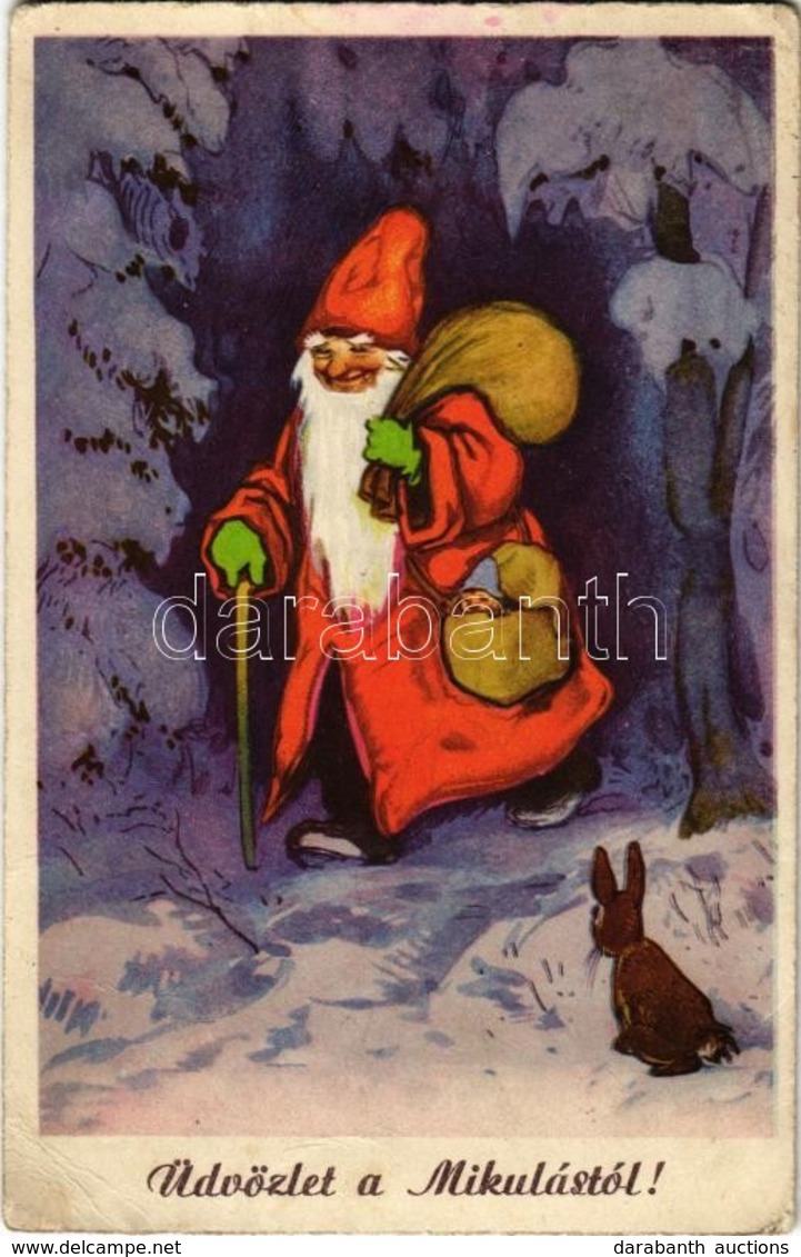 * T3 Üdvözlet A Mikulástól! / Saint Nicholas Greeting Art Postcard  (Rb) - Non Classés