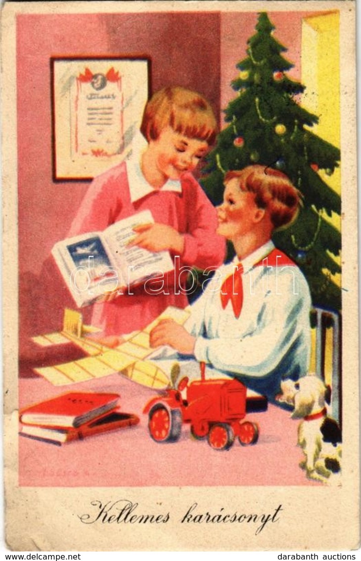 T2/T3 1950 Kellemes Karácsonyt! Magyar Szocialista üdvözlőlap / Christmas Greeting Art Postcard, Hungarian Socialist Gre - Zonder Classificatie