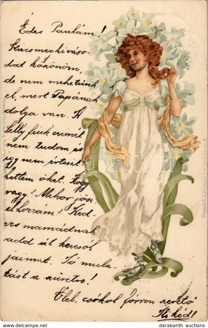 T2 1900 Art Nouveau Lady. Meissner & Buch Postkarten-Serie 1033. Blumenfee. Litho - Sin Clasificación