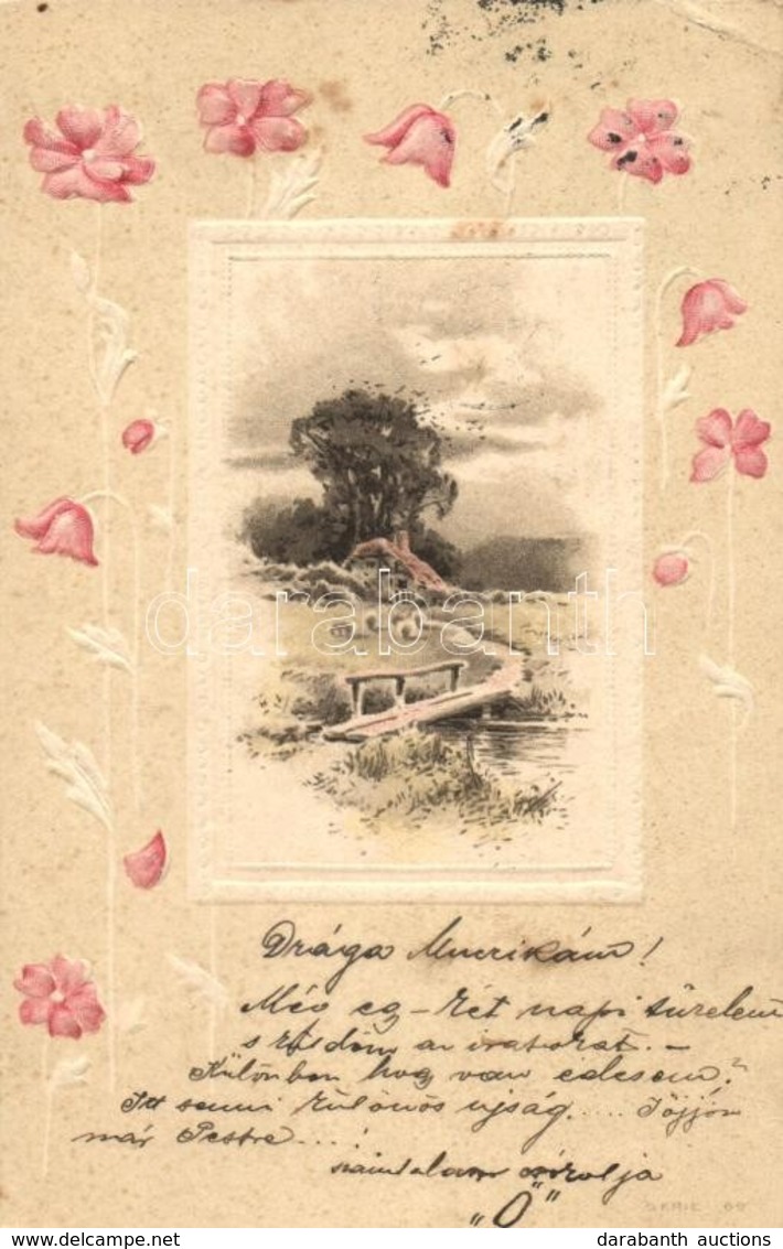 T3 Landscape, Floral Greeting Card, Emb. Litho (EK) - Zonder Classificatie