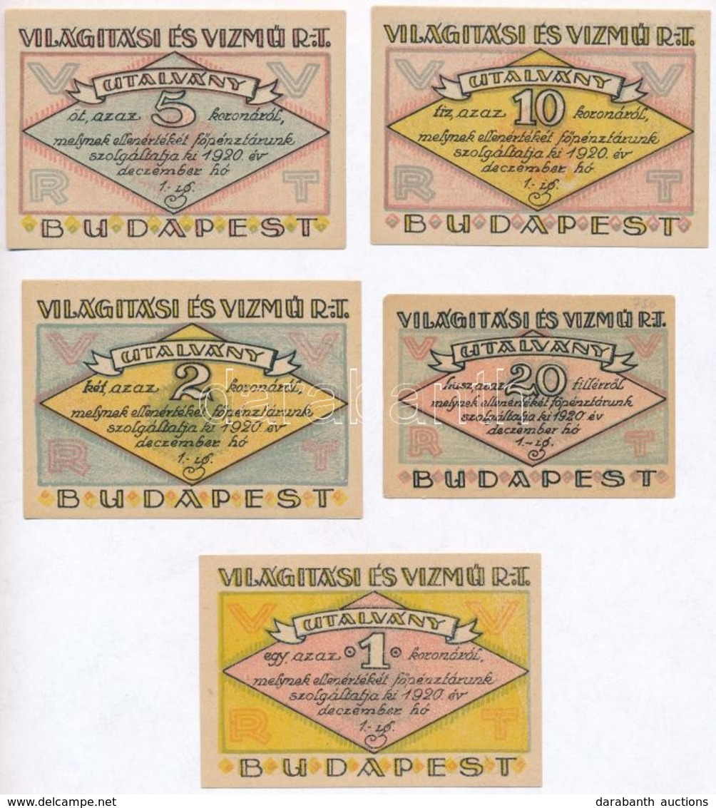 Budapest 1920. 'Világítási és Vízmű R.T.' 20f + 1K + 2K + 5K + 10K T:I,I-
Adamo BUC-298.1, BUC-298.3, BUC-298.4, BUC-298 - Unclassified