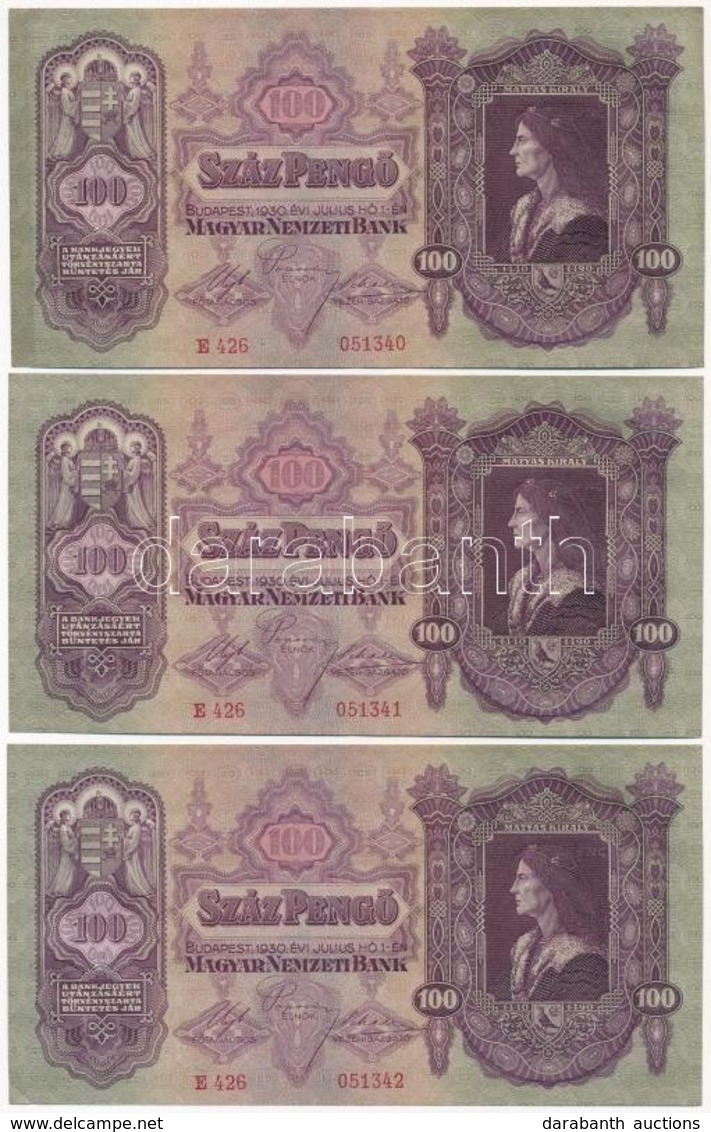 1930. 100P (3x) Sorszámkövetők T:II - Sin Clasificación