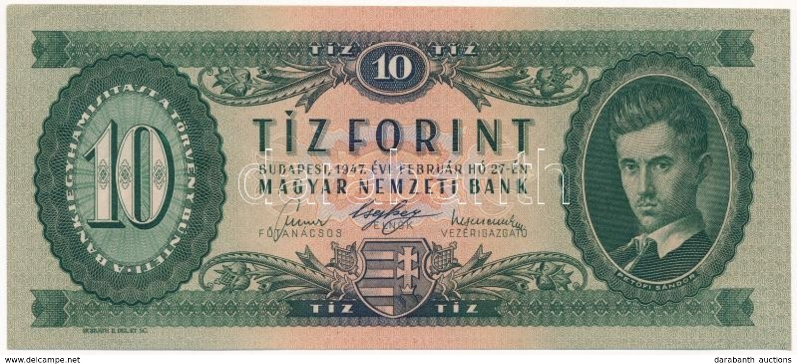 1947. 10Ft T:II Hungary 
1947. 10 Forint C:XF 
Adamo F2 - Zonder Classificatie