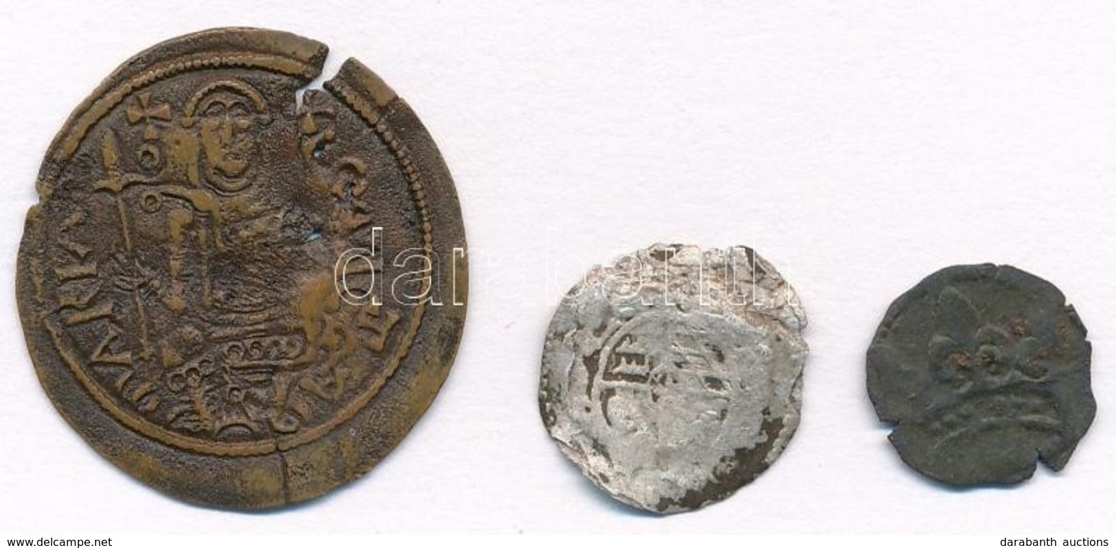 1172-1196. Rézpénz Cu 'III. Béla' (1,41g) + 1430-1437. Quarting 'Zsigmond' (0,41g) + Azonosítatlan Ezüst érme T:3, 3-, 5 - Zonder Classificatie