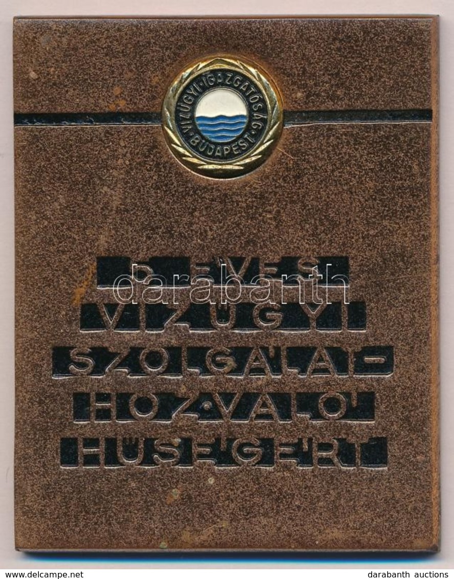 DN '5 éves Vízügyi Szolgálathoz Való Hűségért' Fém Plakett, Zománcozott 'Vízügyi Igazgatóság - Budapest' Rátéttel (71x57 - Non Classés