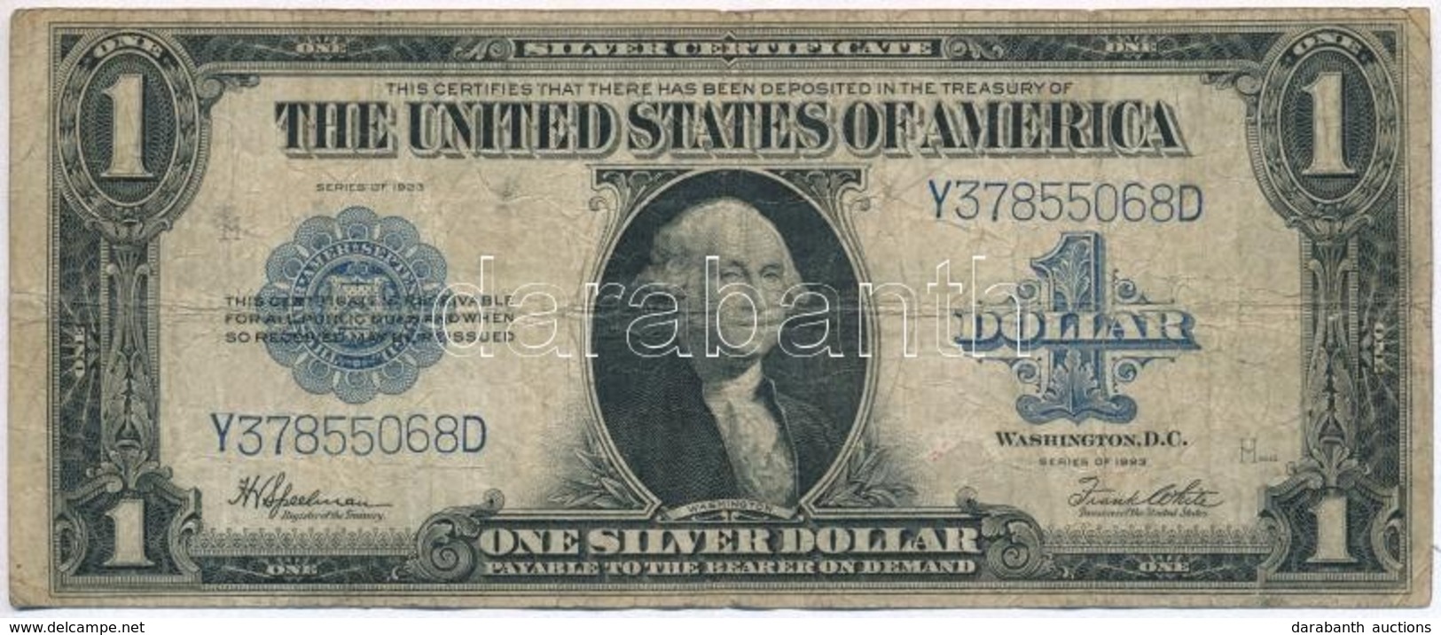 Amerikai Egyesült Államok 1923. 1$ 'H.V. Speelman - Frank White', Kék Pecsét 'Silver Certificate - Nagyméretű' T:III,III - Non Classés