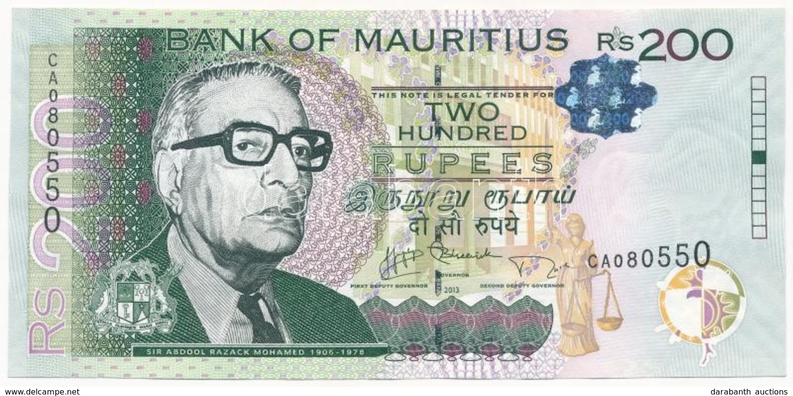 Mauritius 2013. 200R T:I 
Mauritius 2013. 200 Rupees C:UNC - Sin Clasificación