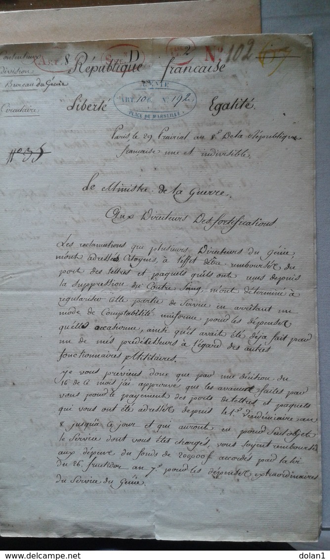 Service Du GÉNIE  Document Ancien (decret) - Historische Documenten