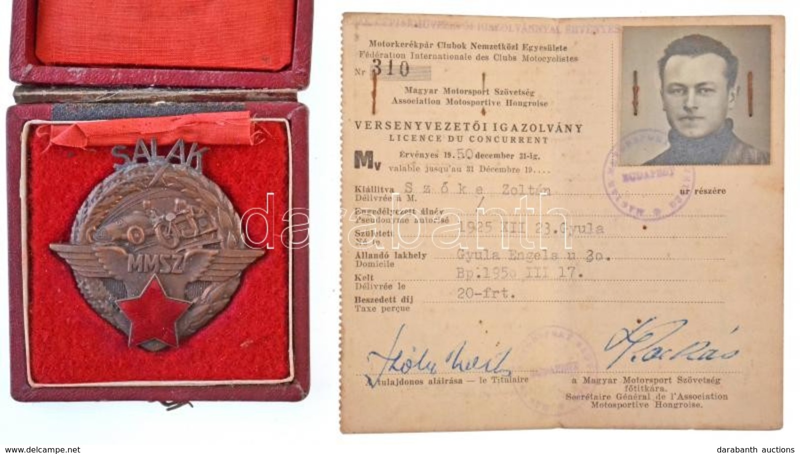 ~1950. 'MMSZ Magyar Motoros Szövetség' Br Jelvény Eredeti, Sérült Tokban (53,5x62mm) + 1950. 'Motorkerékpár Clubok Nemze - Sin Clasificación