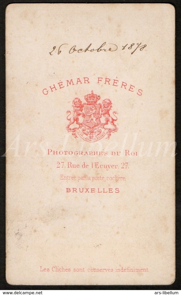 Photo / Carte De Visite / CDV / Femme / Woman / Photographer / Ghémar Frères / Bruxelles / 2 Scans / 1878 - Oud (voor 1900)