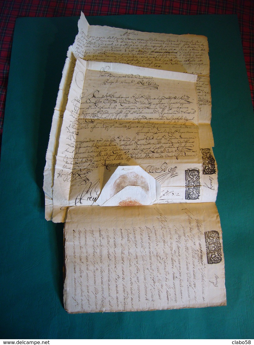 1708 ATTO NOTARILE CON TIMBRI GABELLA DODICI DENARI  REDATTO IN BURONZO (VERCELLI) - Manuscripts