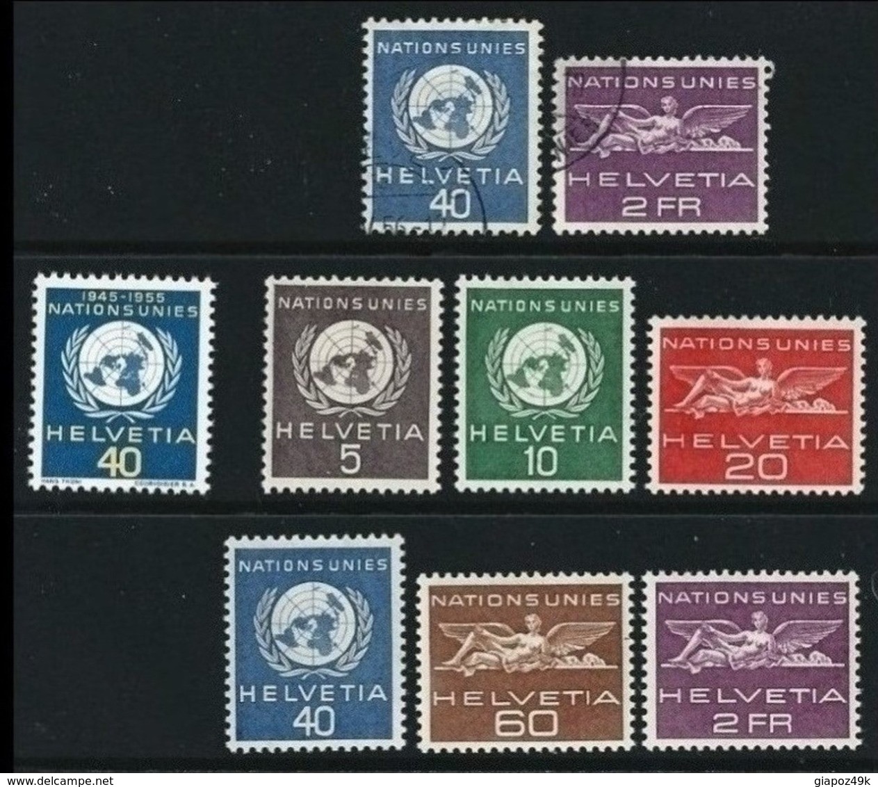 SVIZZERA 1955 - NATIONS UNIES - N. 362 / 68 Nuovi ** 2 Serie Compl. Cat. 31,25 &euro; - Lotto N. 251 - Servizio