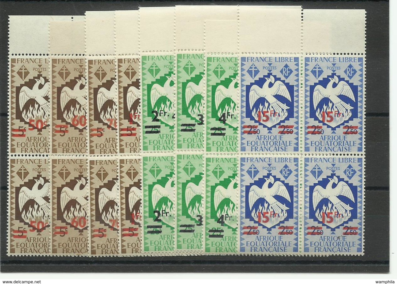 1945 A.E.F. FRANCE LIBRE Série 198/ 205  Neufs ** MNH, Blocs De 4, Cote YT 40€80 - Neufs