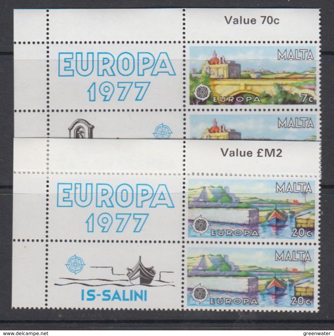 Europa Cept 1977 Malta 2x2v  + Label ** Mnh (44086) - 1977