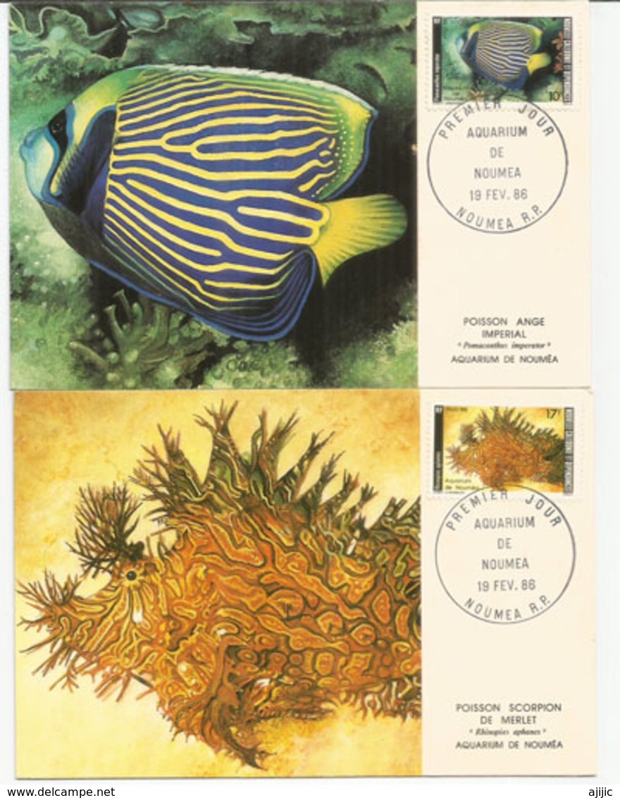 Aquarium De Noumea (Ange De Mer Impérial & Rhinopias)  2 Cartes-maximum , Nouméa, Année 1986 - Cartes-maximum