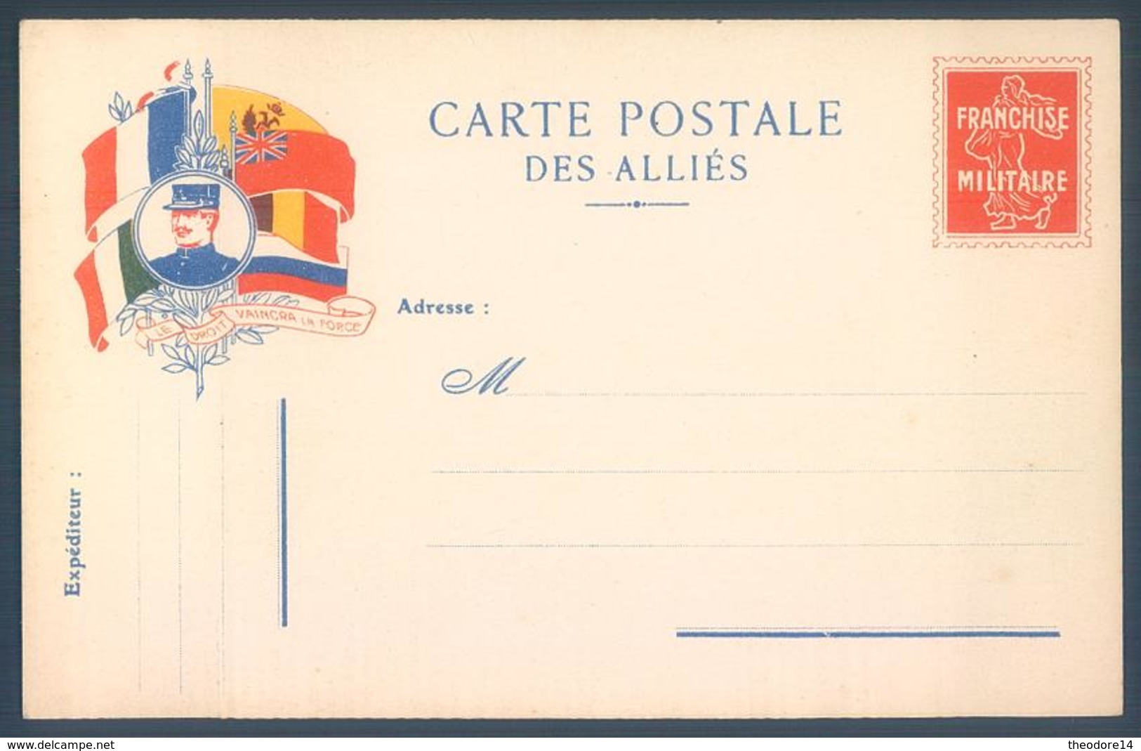 Lot De 7 Cartes Carte Postale Des Alliés Franchise Militaire Guerre 14/18 - Guerre 1914-18