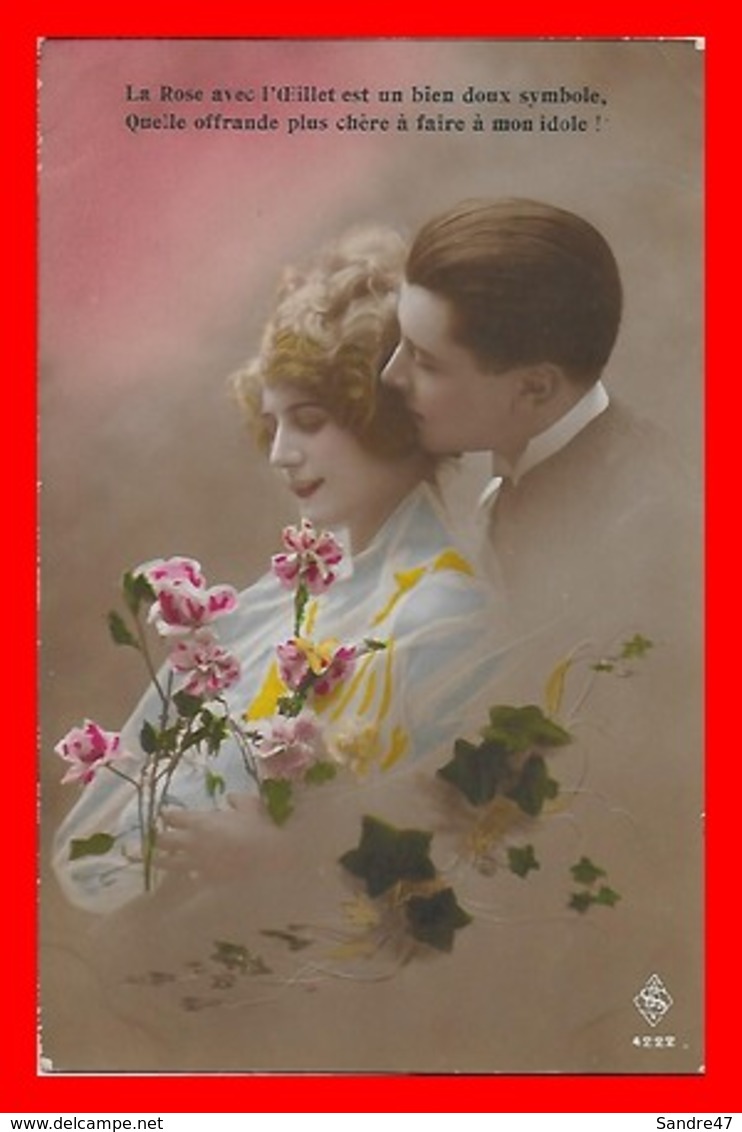 CPA  COUPLES.  La Rose Avec L'œillet Est Un Bien Doux Symbole. Jolie Femme Et Son Amoureux...J476 - Couples