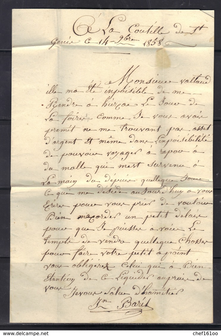 Hiersac (Charente) : LAC, Càd 15, PC 1519 Sur N°13, Boite B (La Goutille) Identifiée, Correspondance Locale, 1858. - 1849-1876: Période Classique