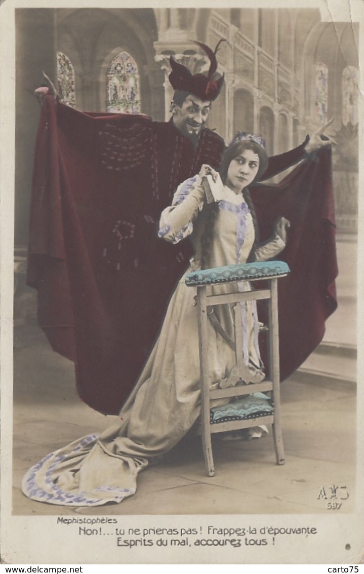 Spectacle - Opéra - Théâtre - Diable Devil - Faust Méphistophèles - Rouet Laine - Goethe Gounod - Série De 6 Cartes - Oper