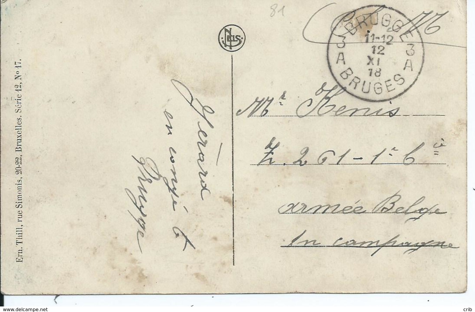 Zichtkaart Brugge Minnewater In Portvrijdom Naar Z 261 - 1 Dag Na Wapenstilstand - Fortune (1919)