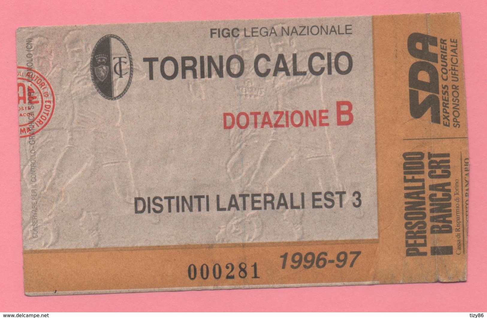 Biglietto D'ingresso Torino Calcio 1996-97 - Eintrittskarten